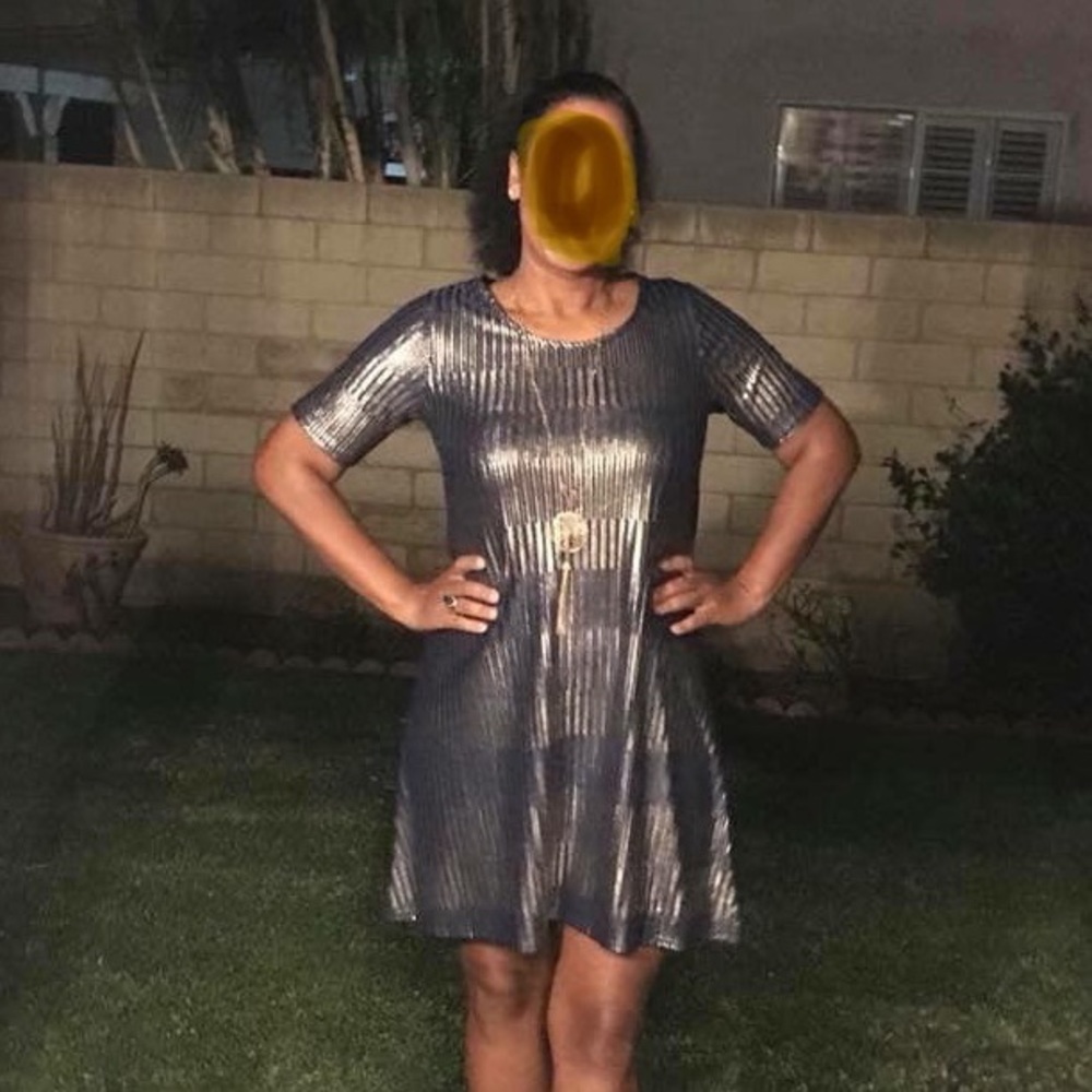 Metallic gold and blue dress